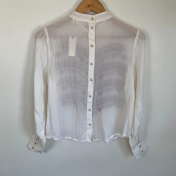 Anthropologie Meadow Rue Daphne 0 XS Embroidered Blouse Ivory Cottage Boho - Picture 10 of 14